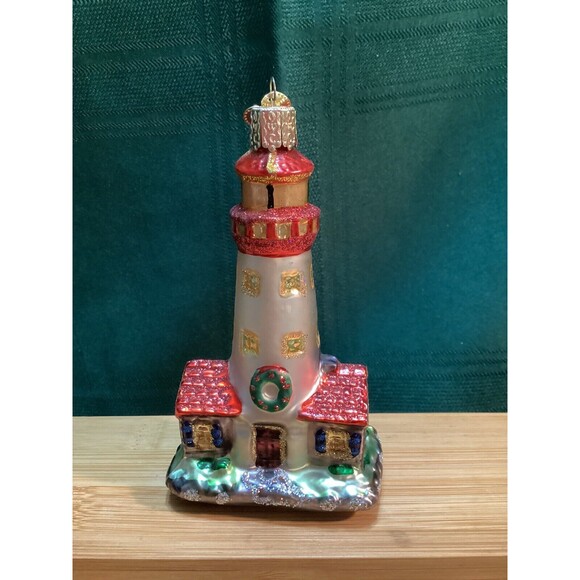 Old World Christmas Blown Glass Ornament - Lighthouse Tree Decor Or Every Day - Picture 1 of 7